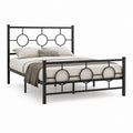 Cadre de lit double 140 x 190 cm noir en acier avec motifs circulaires