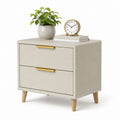 Table de chevet 2 tiroirs beige en MDF revêtu de polyester rectangulaire 60 x 40 x 60 cm