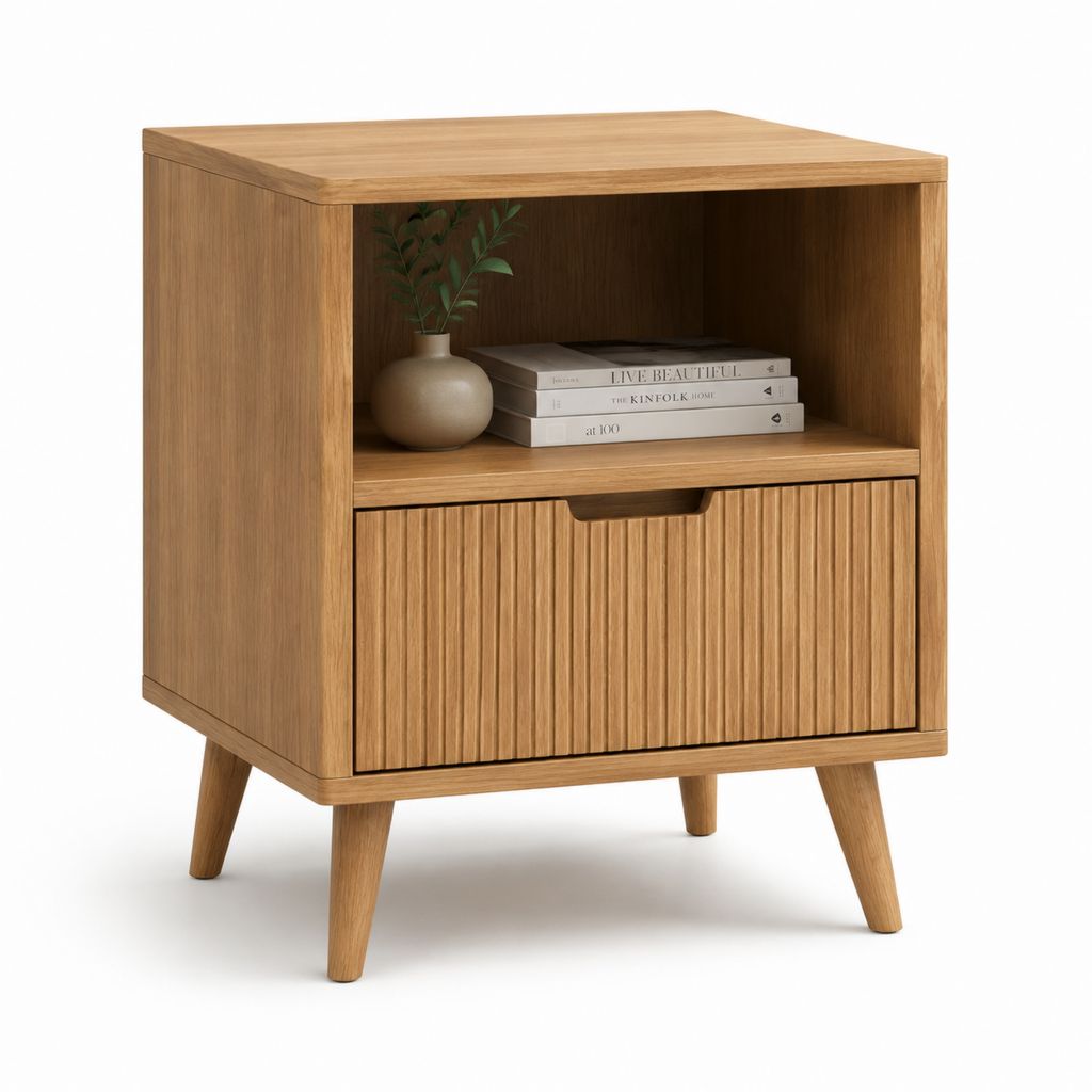 Table de chevet avec rangement chêne clair MDF 45 x 40 x 60 cm