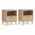 Lot de 2 tables de chevet rectangulaires effet chêne en MDF 45 x 40 x 60 cm avec tiroir et niche