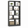 Bibliothèque ouverte anthracite en panneaux MDF mélaminés 80 x 30 x 180 cm avec 10 compartiments