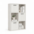 Bibliothèque de rangement blanche en panneaux de particules 60 x 30 x 120 cm avec 3 portes et 3 niches
