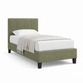 Lit simple rectangulaire avec cadre de lit vert olive en polyester 90 x 190 cm